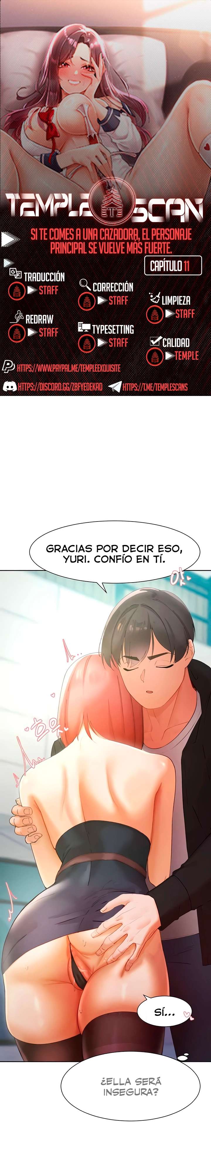 El protagonista se hace más fuerte cuando se come a una cazadora Capítulo 11 - Page 1