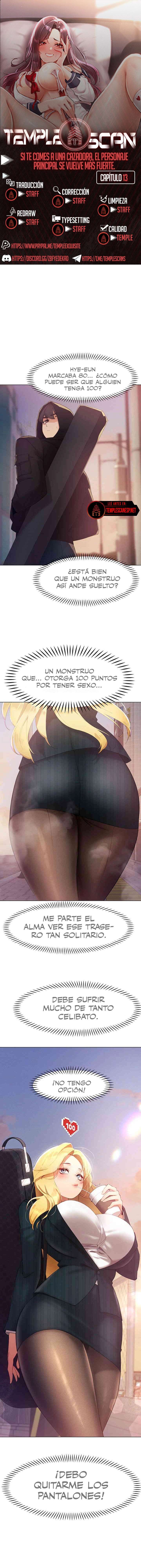 El protagonista se hace más fuerte cuando se come a una cazadora Capítulo 13 - Page 1