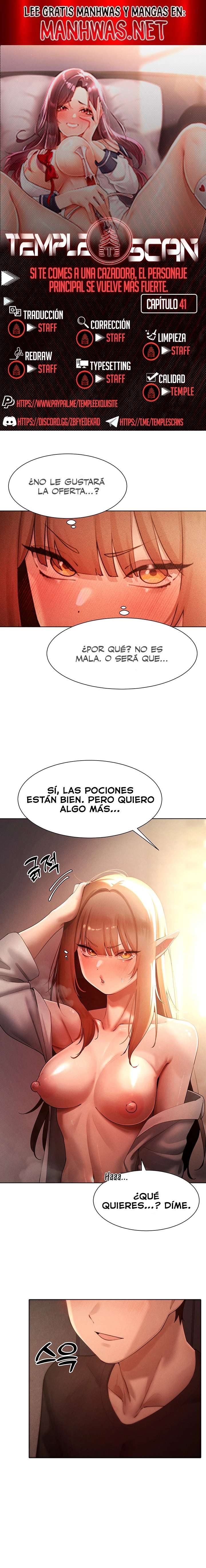 El protagonista se hace más fuerte cuando se come a una cazadora Capítulo 41 - Page 1