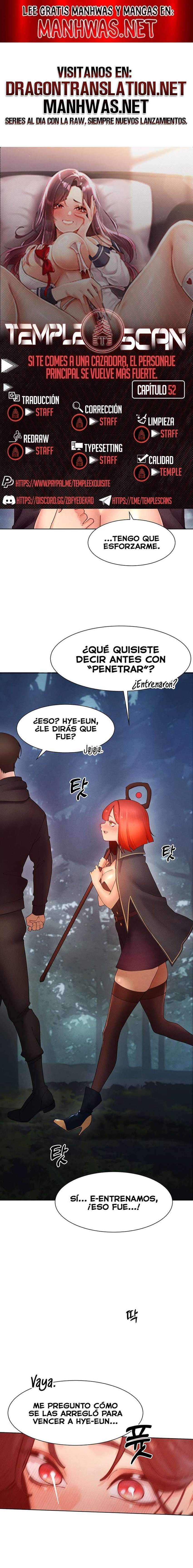 El protagonista se hace más fuerte cuando se come a una cazadora Capítulo 52 - Page 1