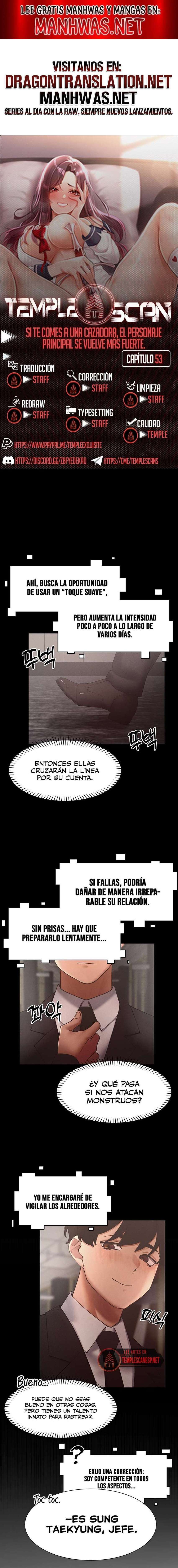 El protagonista se hace más fuerte cuando se come a una cazadora Capítulo 53 - Page 1